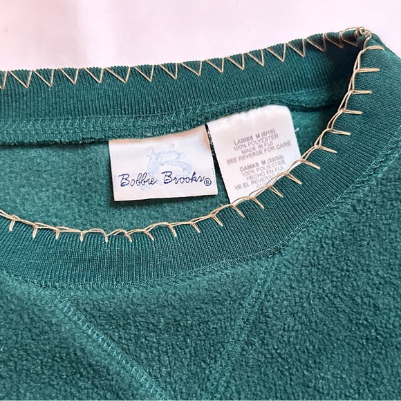 Vintage Bobbie Brooks Fleece Snowflake Holiday Crew Jumper - Forest Green - M - Picture 7 of 10